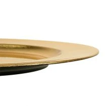 Article Assiette en plastique Ø33cm dorée effet feuille d'or