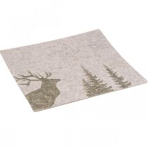 Set de table Noël décoration de table feutre marron 45×35cm 4pcs
