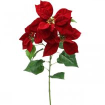 Fleur artificielle de tige de poinsettia rouge 3 fleurs 85cm