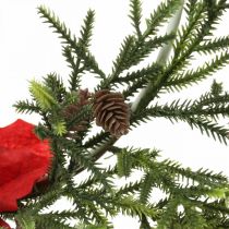 Article Couronne décorative poinsettia et branches de conifères artificiellement Ø30cm