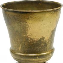 Jardinière vintage métal coupe vase laiton Ø17cm H19cm