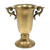 Tasse décorative avec anses dorées Ø11cm H17.8cm aspect antique