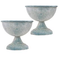 Article Coupelle Bol Petit Métal Bleu Blanc Antique Ø12cm H10.5cm 2pcs