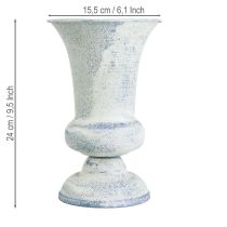 Article Vase antique blanc et bleu en forme de calice, Ø17cm H24cm