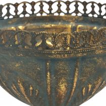 Coupe vase métal décoration coupe doré gris antique Ø15,5cm H22cm