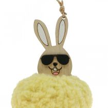 Pendentif déco lapin lapin jaune décoration Pâques Ø7cm 6 pièces