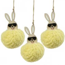 Article Pendentif déco lapin lapin jaune décoration Pâques Ø7cm 6 pièces