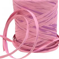 Article Ruban cadeau raphia multicolore rose-rose, fourniture fleuriste, ruban déco L200m