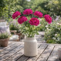 Article Renoncule artificielle en fleur unique pour une décoration intérieure intemporelle et polyvalente, 51 cm, lot de 3