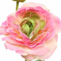 Ranunculus fleur et bouton rose artificiel 34cm