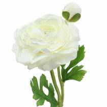Renoncule fleur artificielle avec fleur et bourgeon blanc H34cm