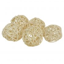 Article Boule en rotin blanchi Ø4cm 24 pcs