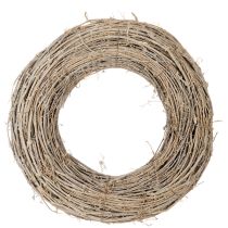 Article Couronne décorative branches de rotin blanchies 50 cm