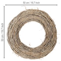Article Couronne décorative branches de rotin blanchies 50 cm
