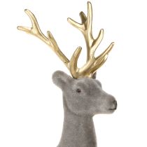Article Décoration cerf assis floqué gris or 15×6×15,5cm