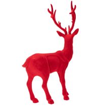 Article Grande figurine cerf debout 85 cm rouge en plastique floqué pour décoration intérieure