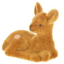 Article Figurine faon couché en plastique pour décoration intérieure, 8 cm, lot de 6
