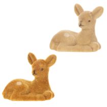 Article Figurine faon couché en plastique pour décoration intérieure, 8 cm, lot de 6