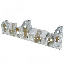 Article Village lumineux décoratif en métal, 67,5x20 cm, argenté vieilli