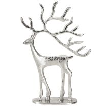 Article Décoration renne figurine cerf métal argenté H31cm