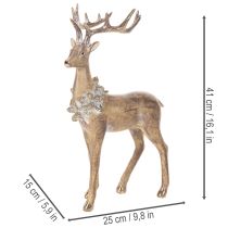 Article Décoration Figurine Cerf Debout avec Bois et Pommes de Pin 41 cm