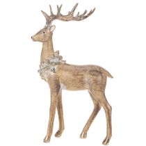 Article Décoration Figurine Cerf Debout avec Bois et Pommes de Pin 41 cm
