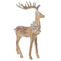 Article Décoration Figurine Cerf Debout avec Bois et Pommes de Pin 41 cm