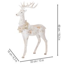 Article Décoration de cerf en résine avec ornements en pomme de pin 49 cm