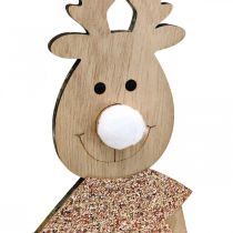 Article Figurines en Bois de Rênes Décoratives avec Pullover 12×6,5×45 cm (Lot de 2)
