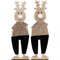 Article Figurine décorative en bois renne debout Noël 12×6.5cm H45cm 2pcs