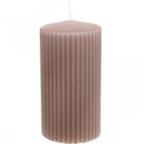 Bougies pilier bougie cannelée rose antique 70/130mm 4pcs