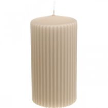 Bougies piliers bougie rainurée beige 70/130mm 4pcs