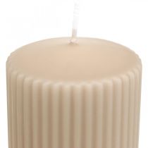 Bougies piliers bougie rainurée beige 70/130mm 4pcs