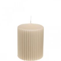 Article Bougies piliers bougie rainurée beige 70/90mm 4 pcs