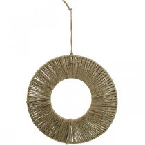 Anneau couvert, décoration estivale, anneau décoratif à suspendre, style bohème couleurs naturelles, argenté Ø29.5cm