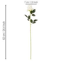 Article Roses artificielles blanches, longues tiges, 62 cm, 12 pièces