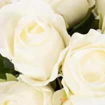 Article Roses artificielles blanches, longues tiges, 62 cm, 12 pièces