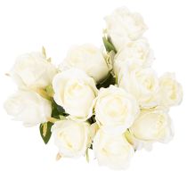 Article Roses artificielles blanches, longues tiges, 62 cm, 12 pièces