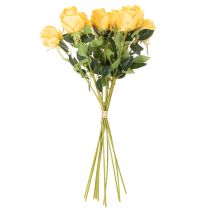 Article Roses artificielles jaunes à tige longue 62 cm Lot de 12