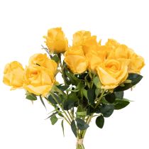 Article Roses artificielles jaunes à tige longue 62 cm Lot de 12