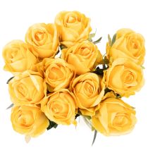 Article Roses artificielles jaunes à tige longue 62 cm Lot de 12
