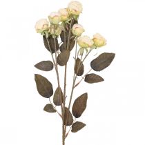 Roses artificielles fanées Drylook 9 pétales crème 69cm