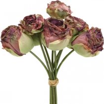 Roses vieux rose, fleurs en soie, fleurs artificielles L23cm 8pcs