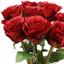 Article Rose en bouquet artificielle rouge 36cm 8 pcs