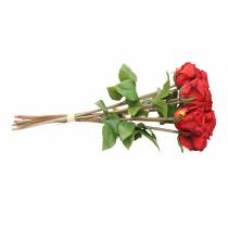 Article Rose en bouquet artificielle rouge 36cm 8 pcs
