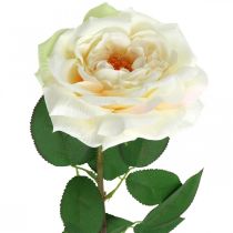 Article Rose abricot blanc crémeux, fleur de soie, roses artificielles L72cm Ø12cm