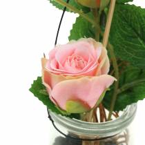 Article Rose dans le verre rose H23cm