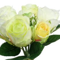 Bouquet de roses en blanc et vert Ø15cm L25cm