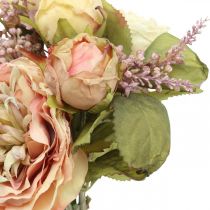 Article Bouquet Artificiel de Roses d'Automne Crème et Rose, H36 cm