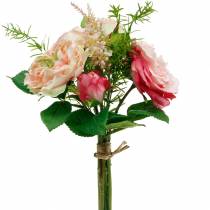 Bouquet de roses artificielles dans un bouquet de fleurs en soie rose bouquet